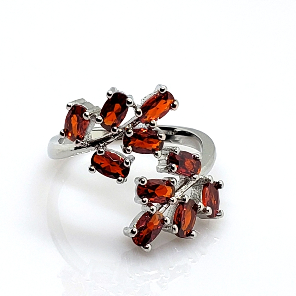 925 sterling silver adjustable ring with simulated ruby